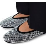 Manfield - Zwarte Ballerina's - Leren - Met Diamanten
