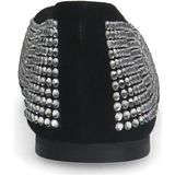 Manfield - Zwarte Ballerina's - Leren - Met Diamanten