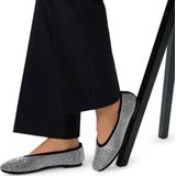 Manfield - Zwarte Ballerina's - Leren - Met Diamanten