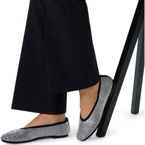 Manfield - Zwarte Ballerina's - Leren - Met Diamanten