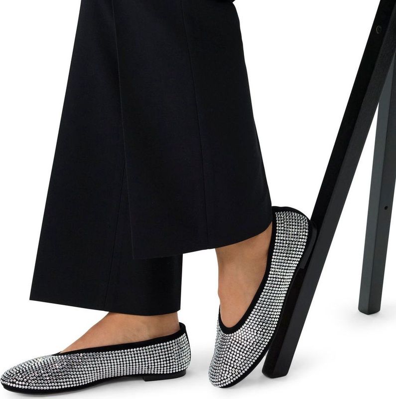 Manfield - Zwarte Ballerina's - Leren - Met Diamanten