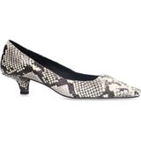 Manfield - Slangenprint Leren Pumps - Grijs - Dames