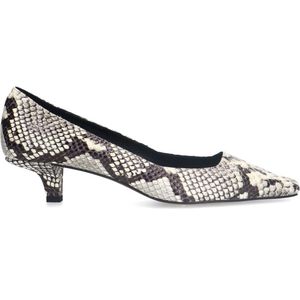 Manfield - Slangenprint Leren Pumps - Grijs - Dames