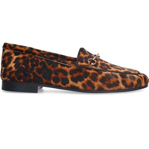Manfield suède loafers met panterprint zwart/camel