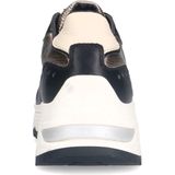 Manfield - Dames - Zwarte Leren Sneakers - Gouden Details - Plateau Zool