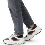 Manfield - Dames - Witte leren sneakers met zwarte details