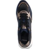 Manfield - Dames - Zwarte leren sneakers met gouden details