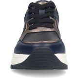 Manfield - Dames - Zwarte leren sneakers met gouden details