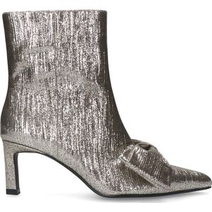 Manfield - Dames - Zilveren glitter enkellaarsjes met hak