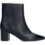 Manfield - Dames - Zwarte leren enkellaarsjes met hak