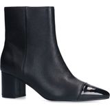 Manfield - Dames - Zwarte leren enkellaarsjes met hak