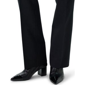 Manfield - Dames - Zwarte leren enkellaarsjes met hak