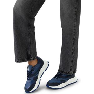 Manfield - Dames Sneakers - Blauw - Denim - Vetersluiting