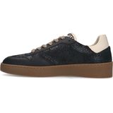 Manfield - Dames - Zwarte leren sneakers