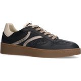 Manfield - Dames - Zwarte leren sneakers