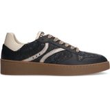 Manfield - Dames - Zwarte leren sneakers