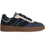 Manfield - Sneakers - Blauw - Suède - Met Contrasterende Details