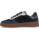 Manfield - Sneakers - Blauw - Suède - Met Contrasterende Details