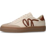 Manfield - Sneakers - Beige - Suède - Veterschoenen met Rubberen Zool