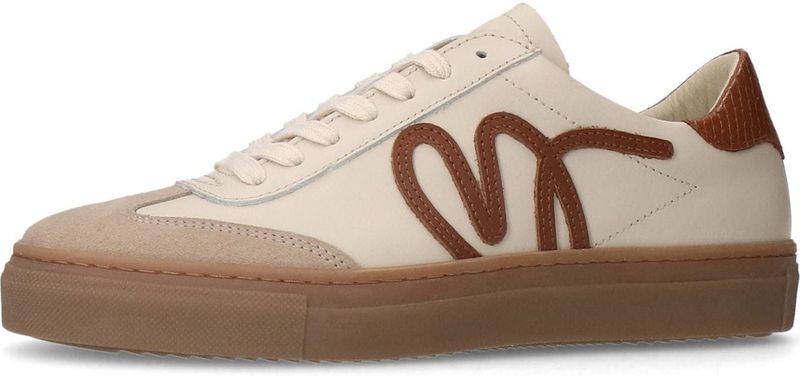 Manfield - Sneakers - Beige - Suède - Veterschoenen met Rubberen Zool