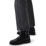 Manfield - Dames - Zwarte leren enkellaarsjes