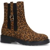 Manfield - Suède Panter Enkellaarsjes - Zwart - Suède