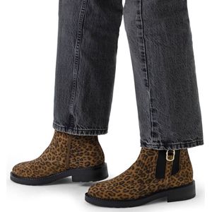 Manfield - Suède Panter Enkellaarsjes - Zwart - Suède