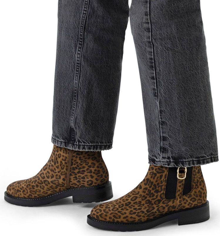 Manfield - Suède Panter Enkellaarsjes - Zwart - Suède