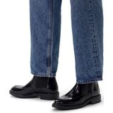 Manfield - Dames - Zwarte leren chelsea boots