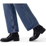 Manfield - Dames - Zwarte leren chelsea boots