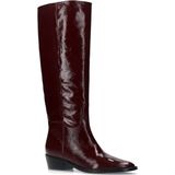 Manfield - Dames - Rode lakleren hoge laarzen