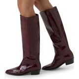 Manfield - Dames - Rode lakleren hoge laarzen