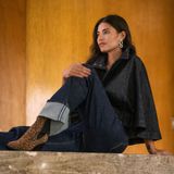 Manfield - Panterprint Leren Cowboylaarzen - Panterprint - Blokhak 7 cm