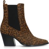 Manfield - Panterprint Leren Cowboylaarzen - Panterprint - Blokhak 7 cm