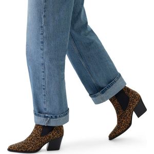 Manfield - Panterprint Leren Cowboylaarzen - Panterprint - Blokhak 7 cm