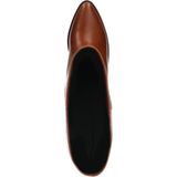 Manfield - Dames - Cognac Leren Hoge Laarzen - Blokhak 3 cm