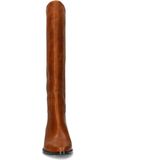 Manfield - Dames - Cognac Leren Hoge Laarzen - Blokhak 3 cm