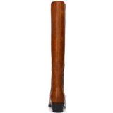 Manfield - Dames - Cognac Leren Hoge Laarzen - Blokhak 3 cm