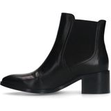 Manfield - Dames - Zwarte leren enkellaarsjes met hak