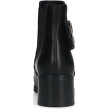 Manfield - Dames - Zwarte leren enkellaarsjes met hak