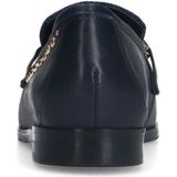 Manfield - Dames - Blauwe Leren Loafers - Gouden Studs - Denim Details