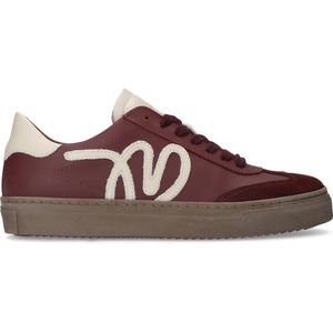 Manfield - Dames - Bordeauxrode leren sneakers