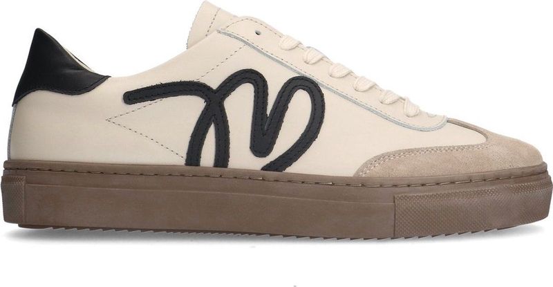 Manfield - Dames - Beige leren sneakers