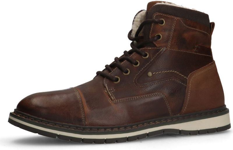 Manfield - Heren - Cognac leren veterboots