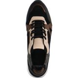 Manfield - Sneakers - Zwart - Leer - Uitneembare Binnenzool - 3 cm Witte Zool