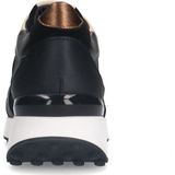 Manfield - Sneakers - Zwart - Leer - Uitneembare Binnenzool - 3 cm Witte Zool