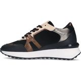 Manfield - Sneakers - Zwart - Leer - Uitneembare Binnenzool - 3 cm Witte Zool