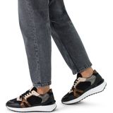 Manfield - Sneakers - Zwart - Leer - Uitneembare Binnenzool - 3 cm Witte Zool