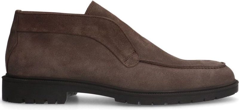 Manfield - Chelsea Boots - Bruin - Suède - Zwarte Zool 2 cm