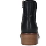 Manfield - Dames - Zwarte leren enkellaarsjes